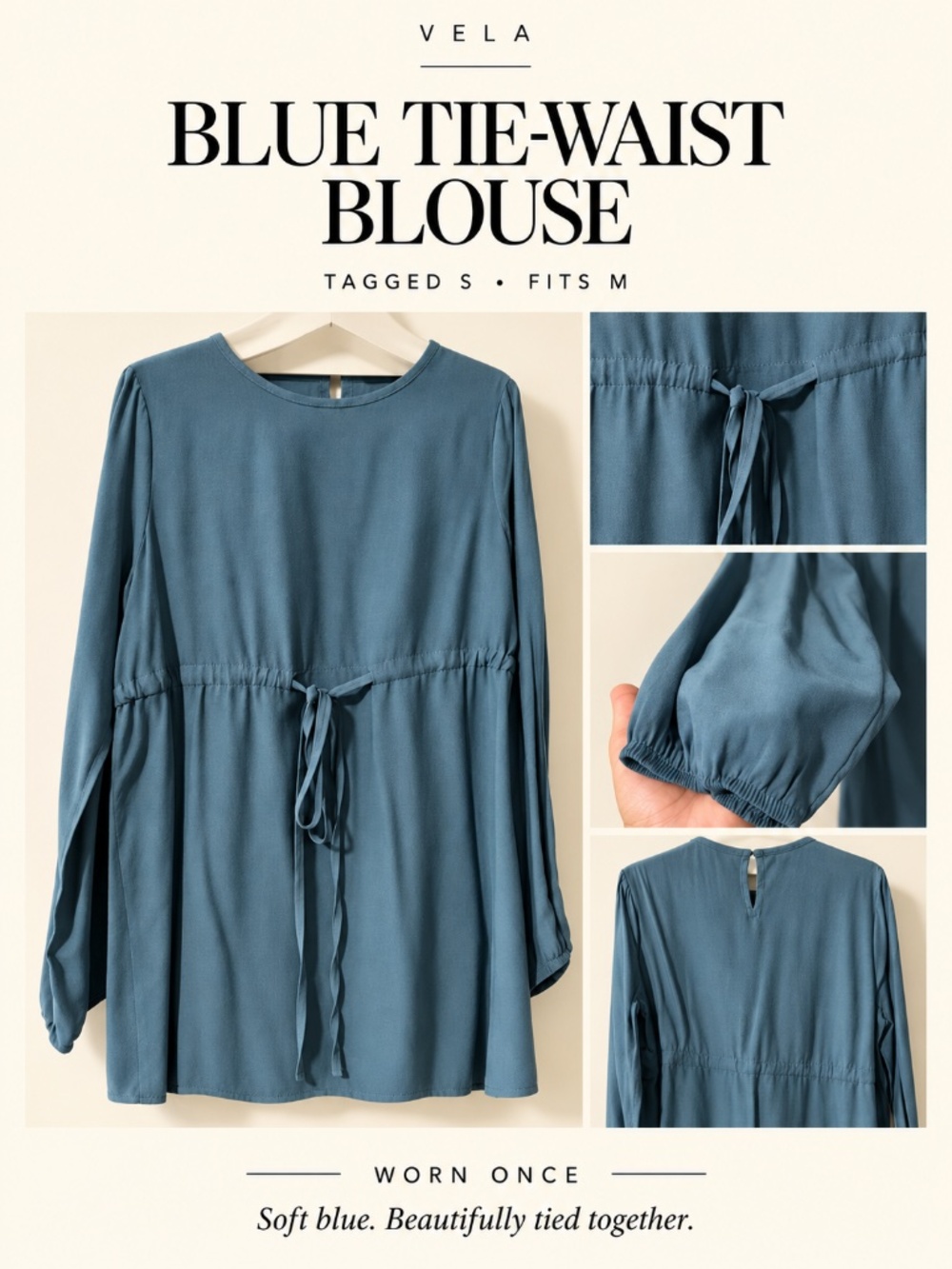 Vela Blue Tie-Waist Blouse